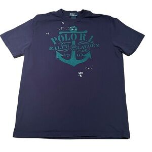 Polo by Ralph Lauren Vintage Boys Dark Blue Anchor Tee SZ Youth Large (14-16)